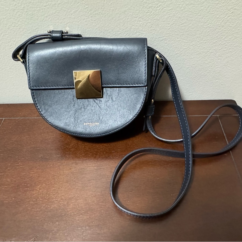 DeMellier Half Moon Navy Leather Crossbody Bag